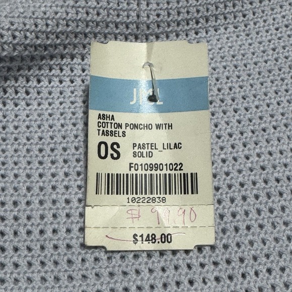 J McLaughlin Asha Poncho Knit Coastal Lilac Boho Chic Cottage Core NWT $148 OS - Picture 4 of 6